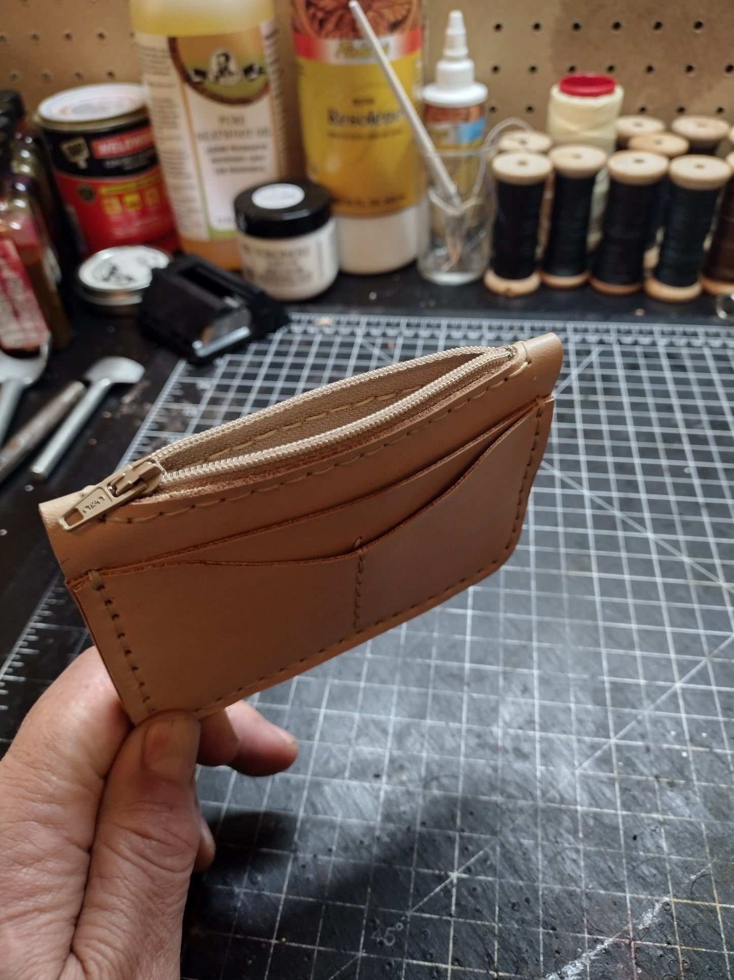 CARD WALLET WITH ZIP POCKET